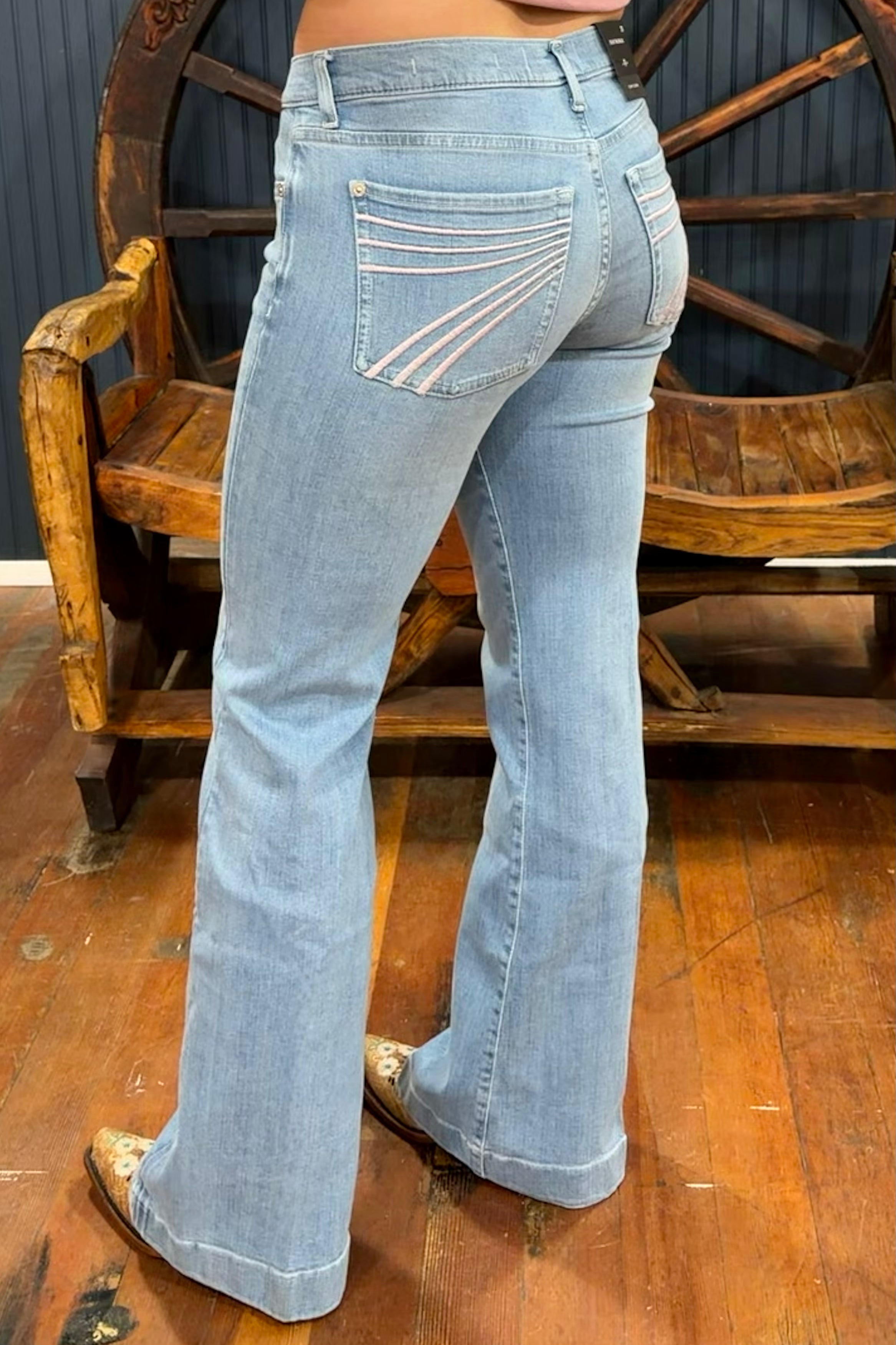 Dojo Tailorless Blush Pink 7 Trouser By 7 For All Mankind-Flare-7 for all mankind-Gallop 'n Glitz- Women's Western Wear Boutique, Located in Grants Pass, Oregon