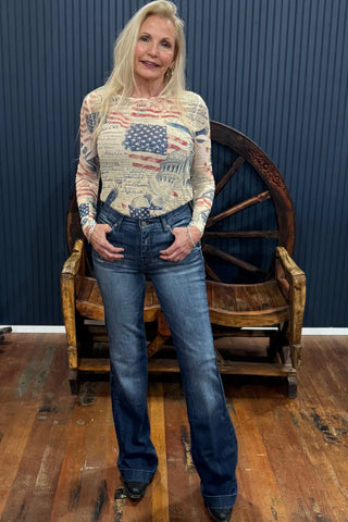 Lake Blue 36" Dojo Trouser Flare By 7 For All Mankind-Flare-7 for all mankind-Gallop 'n Glitz- Women's Western Wear Boutique, Located in Grants Pass, Oregon