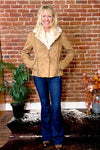 Faux Suede Light Brown Jacket with Fur Collar-Jacket-Montana Co-Gallop 'n Glitz- Women's Western Wear Boutique, Located in Grants Pass, Oregon