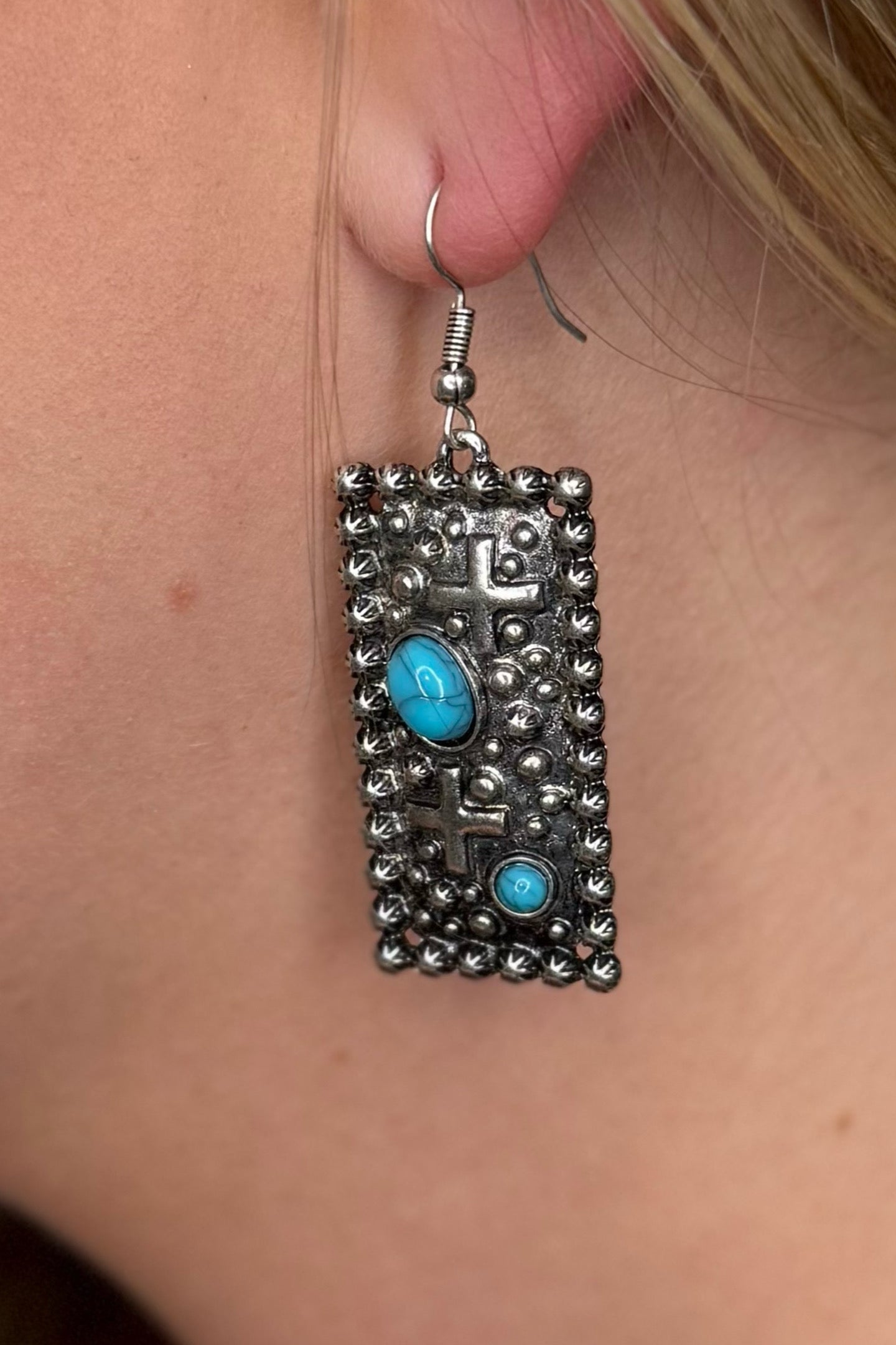 Desert Cross Earrings-Jewelry-Pink Panache-Gallop 'n Glitz- Women's Western Wear Boutique, Located in Grants Pass, Oregon