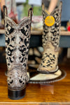 Corral Floral Embroidered Sequin Inlay Suare Toe Boot-Ladies Boot-Corral Boots-Gallop 'n Glitz- Women's Western Wear Boutique, Located in Grants Pass, Oregon