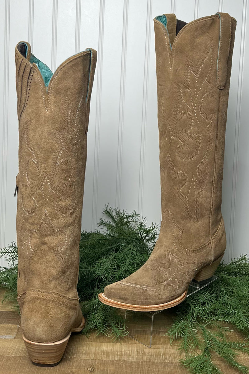 Women's Tall Sand Suede Western Boot By Corral-Ladies Boot-Corral Boots-Gallop 'n Glitz- Women's Western Wear Boutique, Located in Grants Pass, Oregon
