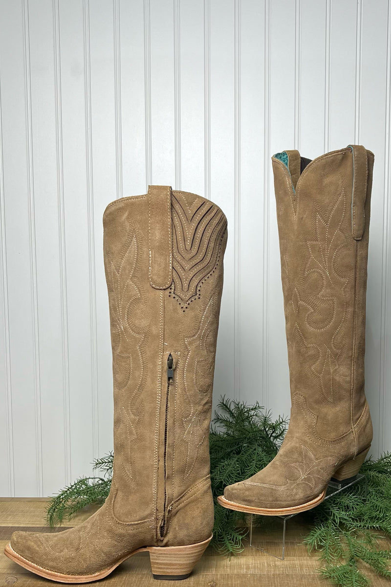 Women's Tall Sand Suede Western Boot By Corral-Women's Boot-Corral Boots-Gallop 'n Glitz- Women's Western Wear Boutique, Located in Grants Pass, Oregon