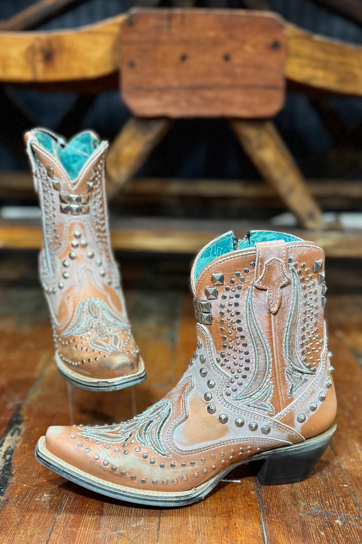 Bronze Overlay and Embroidered Snip Toe Boot by Corral Boots-Women's Boot-Corral Boots-Gallop 'n Glitz- Women's Western Wear Boutique, Located in Grants Pass, Oregon