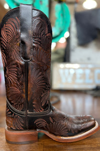 LD Black/Honey Floral Embroidered Square Toe Boot by Corral