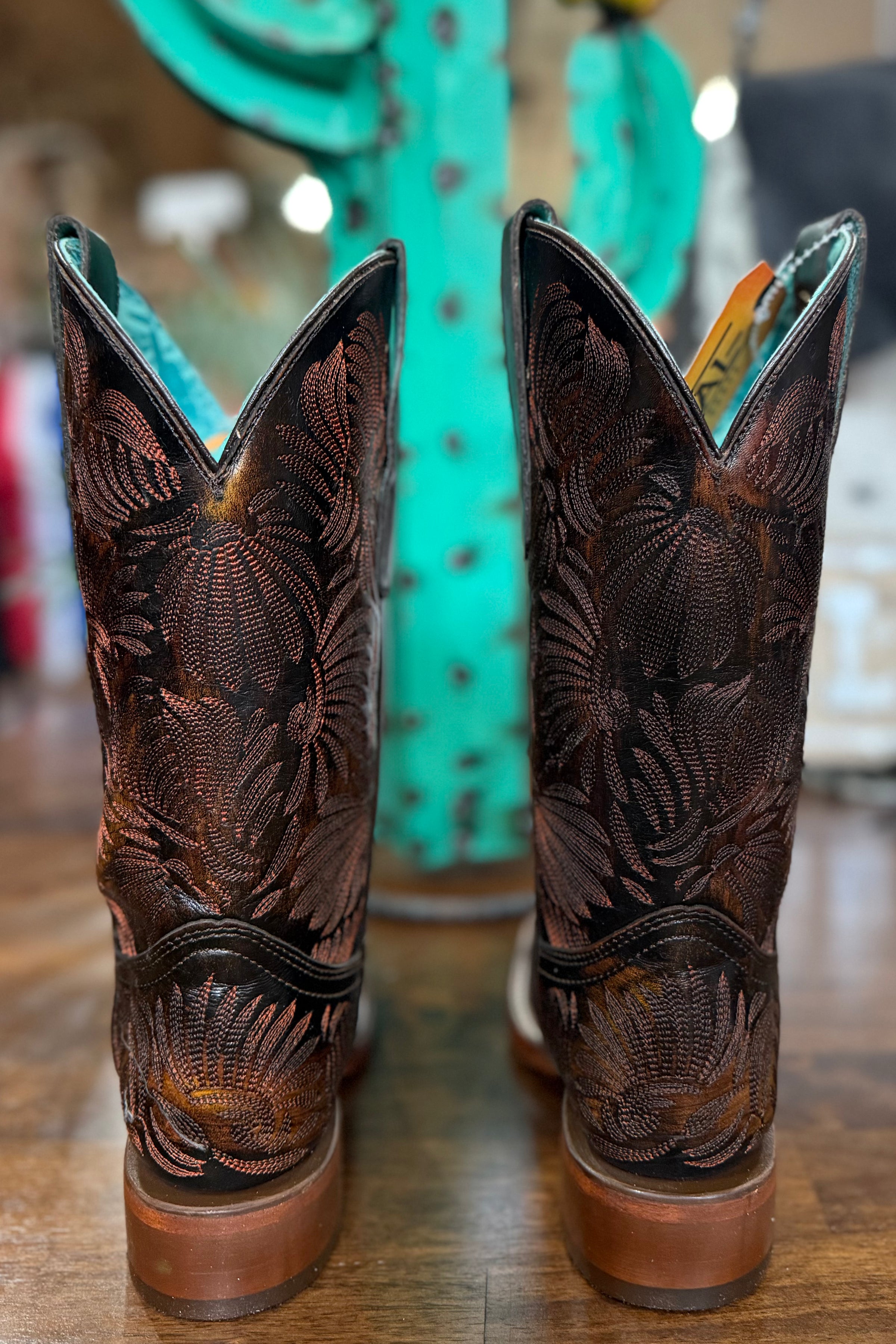LD Black/Honey Floral Embroidered Square Toe Boot by Corral