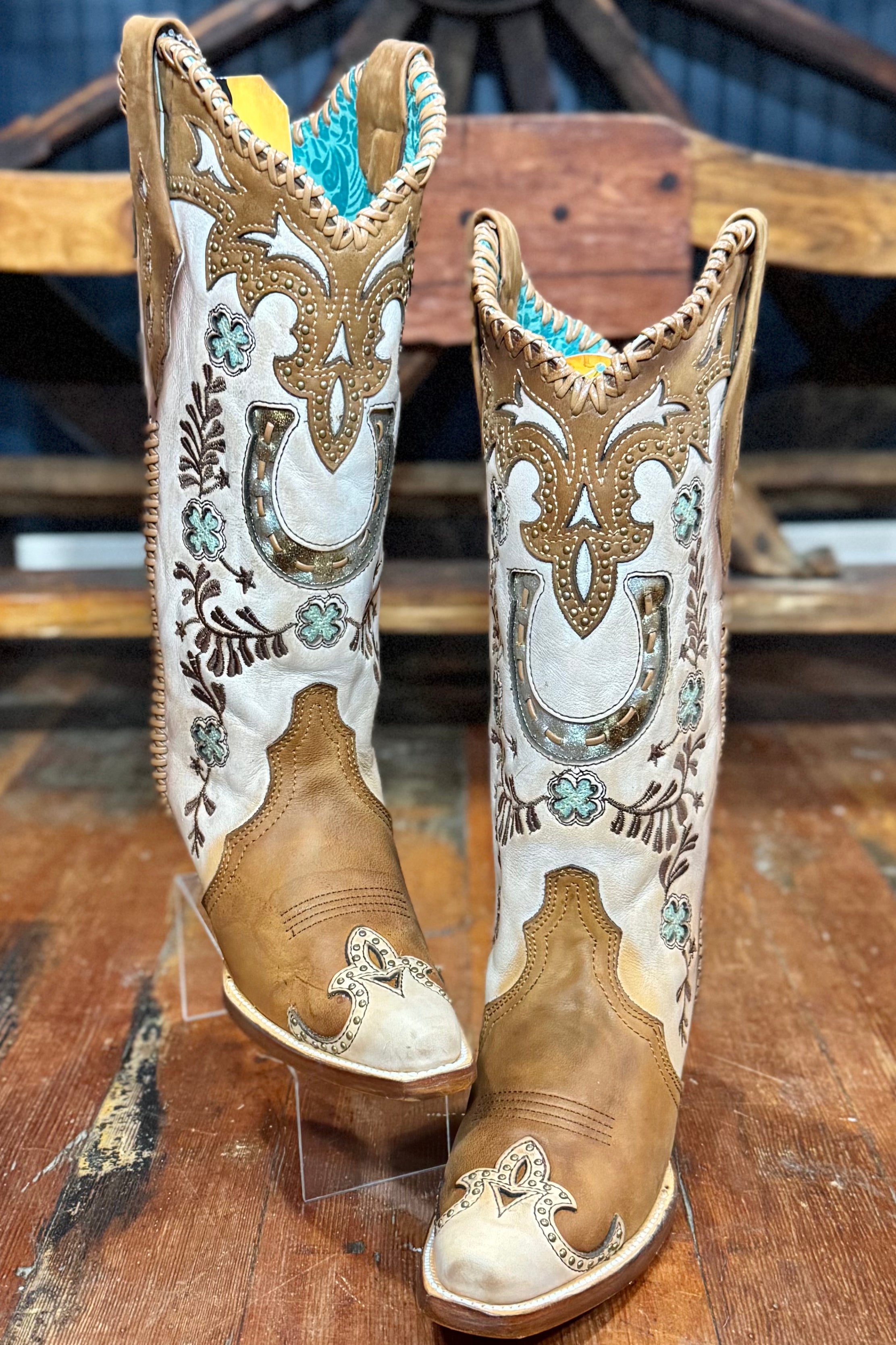 Honey Horseshoe Snip Toe Boot by Corral Boots