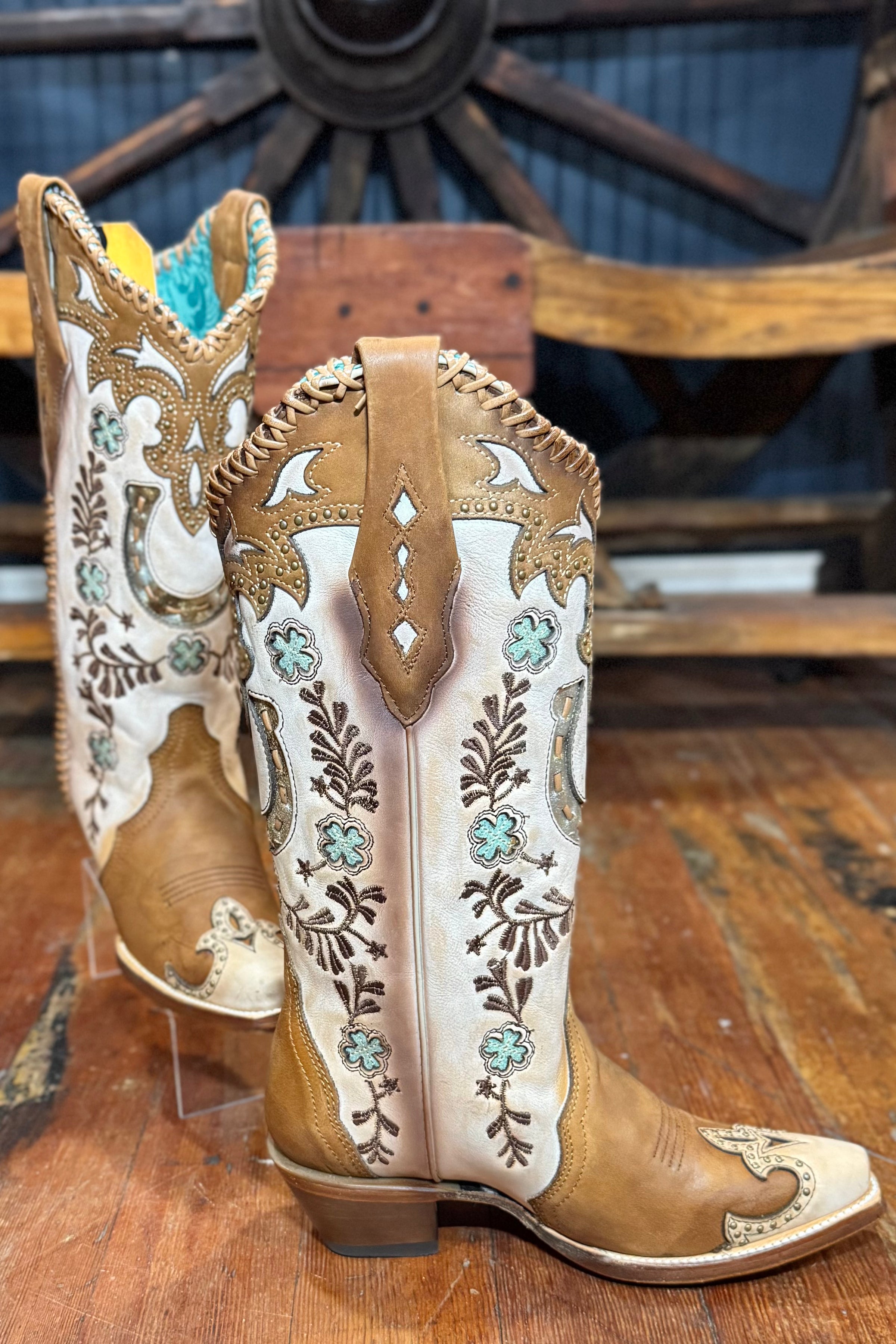 Honey Horseshoe Snip Toe Boot by Corral Boots-Women's Boot-Corral Boots-Gallop 'n Glitz- Women's Western Wear Boutique, Located in Grants Pass, Oregon