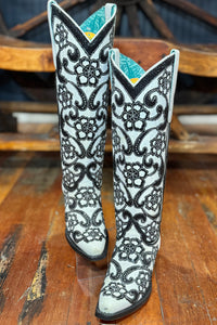 White Inlay and Sequin Embroidery Snip Toe Boot by Corral Boots-Women's Boot-Corral Boots-Gallop 'n Glitz- Women's Western Wear Boutique, Located in Grants Pass, Oregon