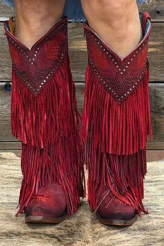Red Hot Rodeo Fringe and Studs Tall Boot by Corral-Women's Boot-Corral Boots-Gallop 'n Glitz- Women's Western Wear Boutique, Located in Grants Pass, Oregon