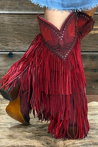 Red Hot Rodeo Fringe and Studs Tall Boot by Corral-Women's Boot-Corral Boots-Gallop 'n Glitz- Women's Western Wear Boutique, Located in Grants Pass, Oregon