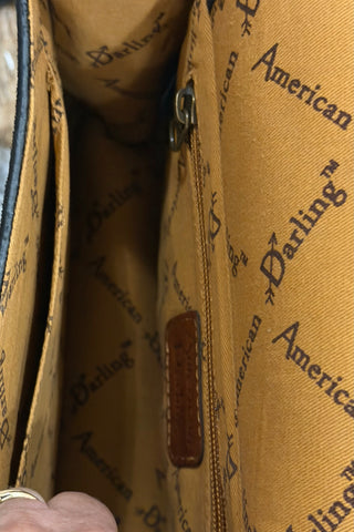 Black Suede With White Embroidered Boot Stitch Bag-Purse-American Darling-Gallop 'n Glitz- Women's Western Wear Boutique, Located in Grants Pass, Oregon