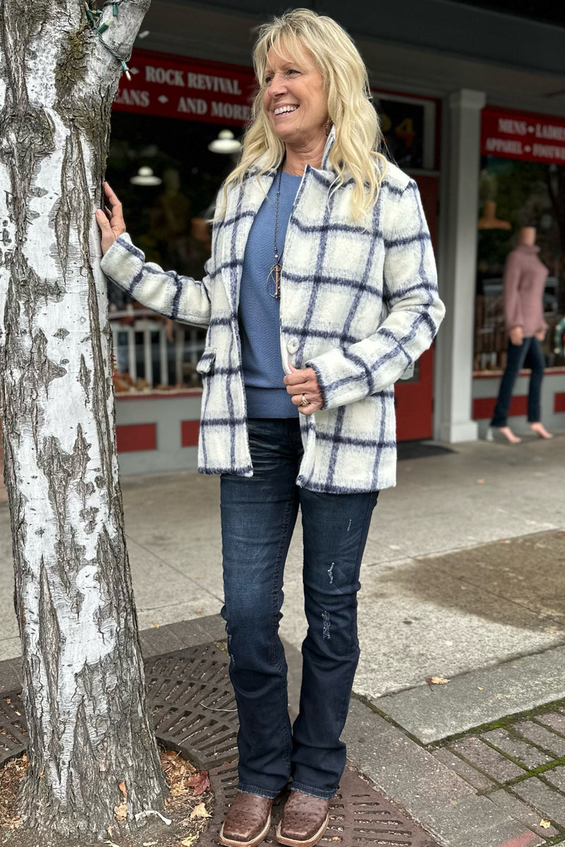 Single Button Cozy Plaid Coat-Jacket-Allie Rose-Gallop 'n Glitz- Women's Western Wear Boutique, Located in Grants Pass, Oregon