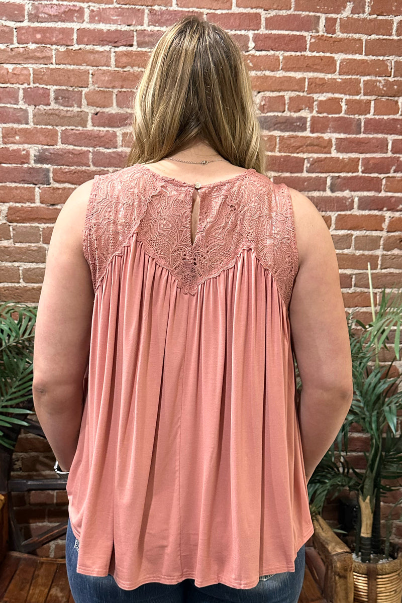 Flowy Tank With Sweetheart Lace Detail By Allie Rose-top-Allie Rose-Gallop 'n Glitz- Women's Western Wear Boutique, Located in Grants Pass, Oregon