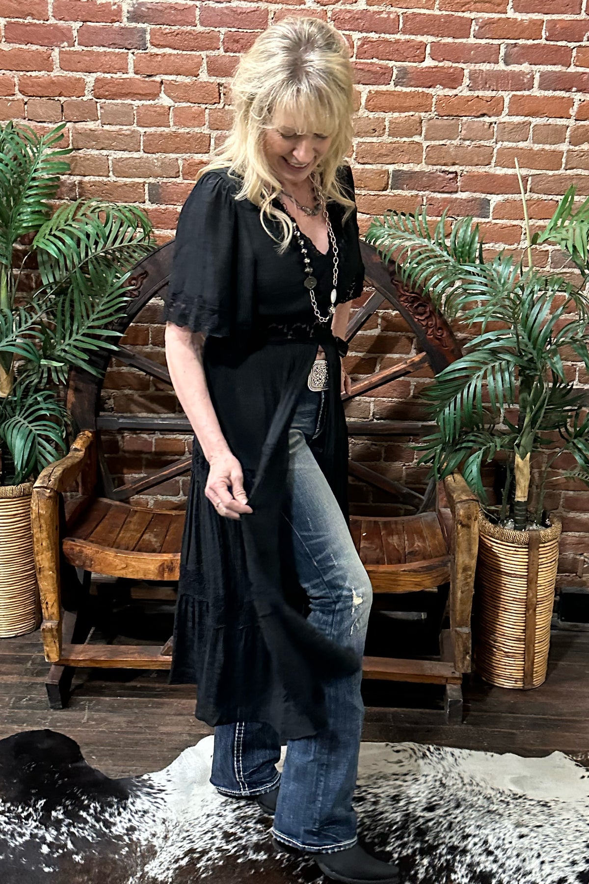 Date Night Duster with Scallop Lace Detail-Duster-Allie Rose-Gallop 'n Glitz- Women's Western Wear Boutique, Located in Grants Pass, Oregon