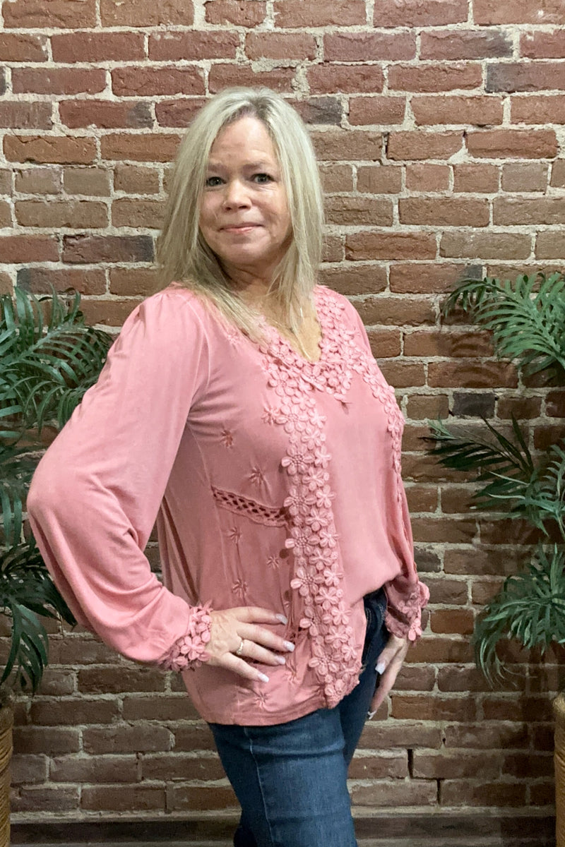 Floral Embroidered Top by POL-top-POL-Gallop 'n Glitz- Women's Western Wear Boutique, Located in Grants Pass, Oregon