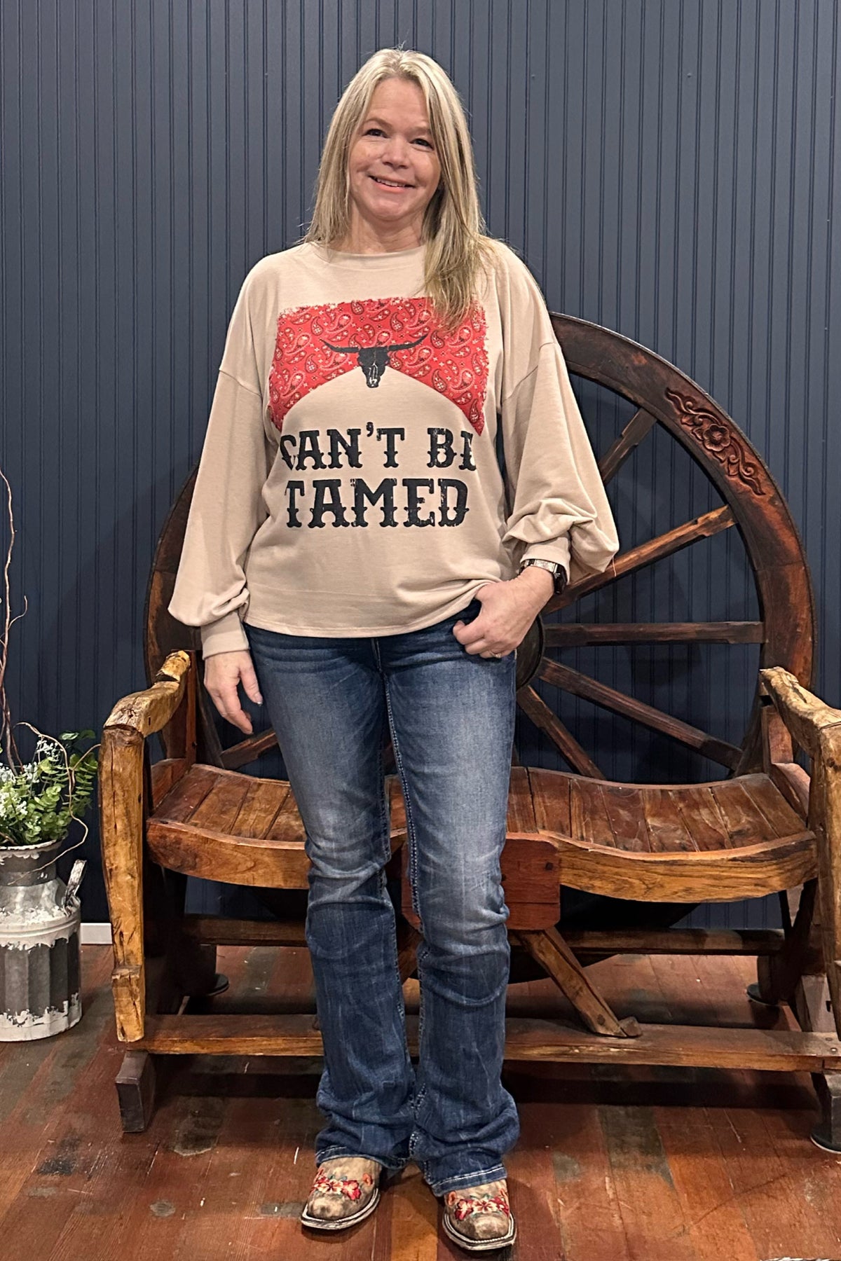 Can't Be Tamed Lightweight Sweatshirt-Graphic Tee-Avery-Gallop 'n Glitz- Women's Western Wear Boutique, Located in Grants Pass, Oregon