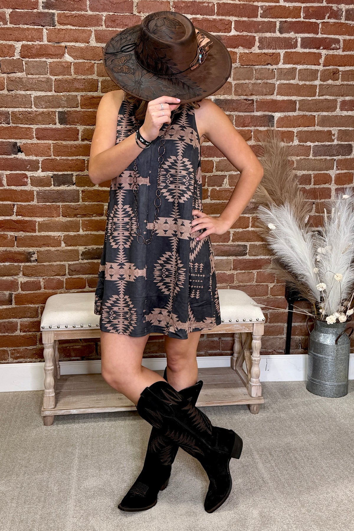 Aztec After Dark Dress-Dress-Sterling Kreek-Gallop 'n Glitz- Women's Western Wear Boutique, Located in Grants Pass, Oregon