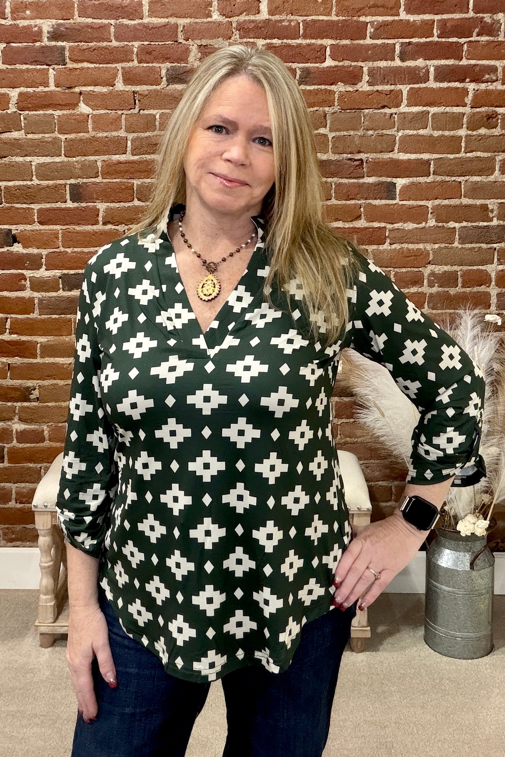 Aztec Pines Top-Top-Sterling Kreek-Gallop 'n Glitz- Women's Western Wear Boutique, Located in Grants Pass, Oregon