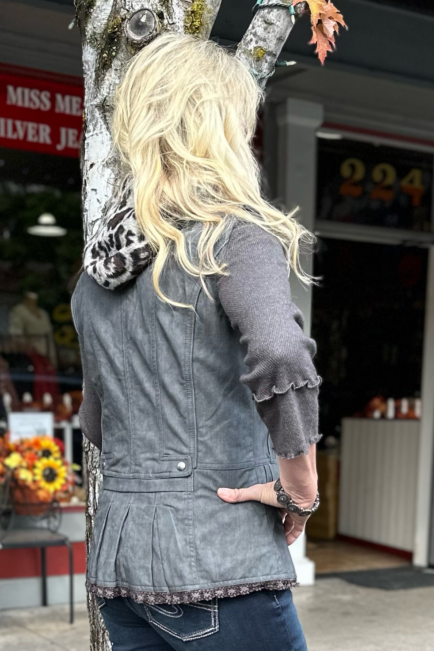 Faux Leather Vest with Wool Inset Hood-Vest-Montana Co-Gallop 'n Glitz- Women's Western Wear Boutique, Located in Grants Pass, Oregon