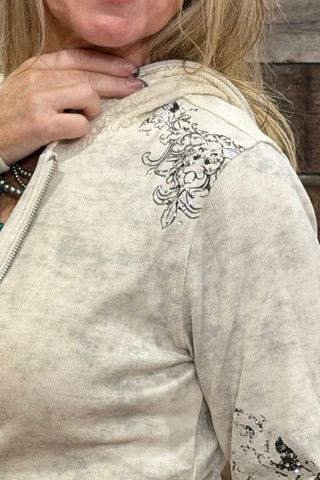 The Sparkle Edge Zip Up Hoodie By Miss Me-Hoodie-Miss Me-Gallop 'n Glitz- Women's Western Wear Boutique, Located in Grants Pass, Oregon