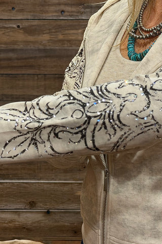 The Sparkle Edge Zip Up Hoodie By Miss Me-Hoodie-Miss Me-Gallop 'n Glitz- Women's Western Wear Boutique, Located in Grants Pass, Oregon