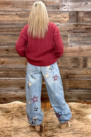 The Star And Paisley Ride Jean by Oli & Hali-Wide Leg-Oli & Hali-Gallop 'n Glitz- Women's Western Wear Boutique, Located in Grants Pass, Oregon