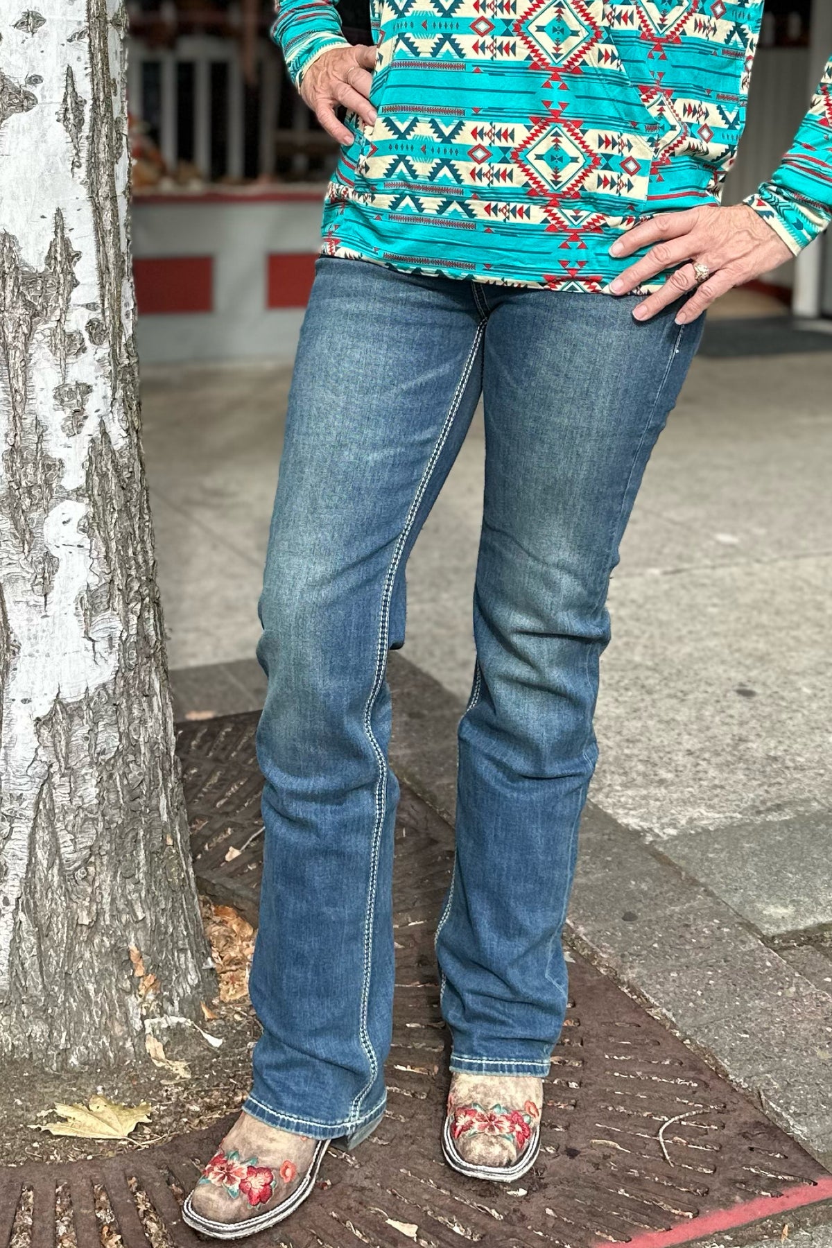 High Rise Extra Stretch Aztec Bootcut Jean by Rock & Roll-Bootcut-Rock & Roll Denim-Gallop 'n Glitz- Women's Western Wear Boutique, Located in Grants Pass, Oregon