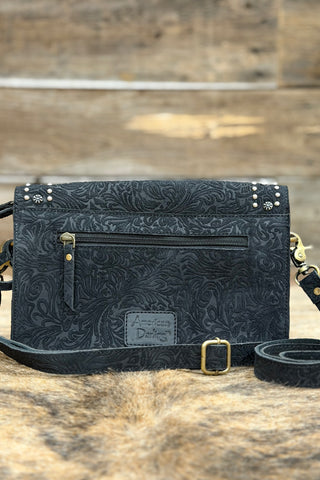 Black Suede And Silver Studs Crossbody