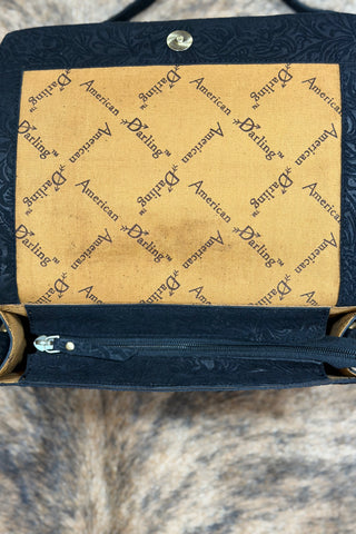 Black Suede And Silver Studs Crossbody