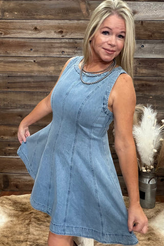 Blue Jean Midi Belle Dress-Dress-ee:some-Gallop 'n Glitz- Women's Western Wear Boutique, Located in Grants Pass, Oregon