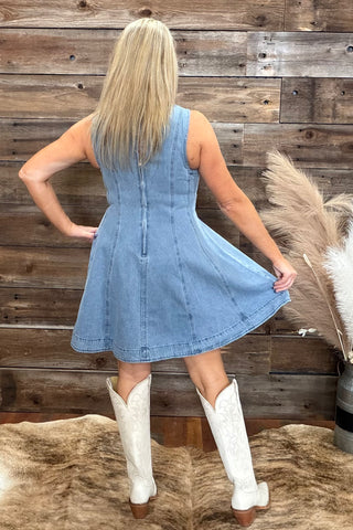 Blue Jean Midi Belle Dress-Dress-ee:some-Gallop 'n Glitz- Women's Western Wear Boutique, Located in Grants Pass, Oregon