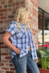 Roper Woman's Blue & White Plaid Button Up-Top-Roper/Stetson-Gallop 'n Glitz- Women's Western Wear Boutique, Located in Grants Pass, Oregon