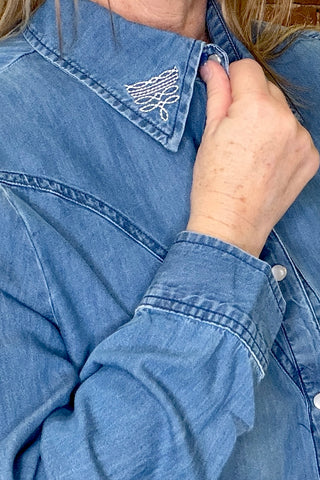 Boot Stitch Embroidered Snap Button Shirt-Top-Rockin A-Gallop 'n Glitz- Women's Western Wear Boutique, Located in Grants Pass, Oregon