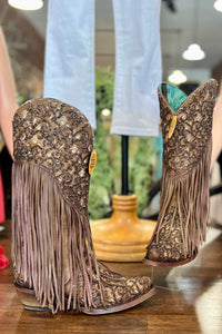 Women's Corral Glitter Fringe Leather Boot-Ladies Boot-Corral Boots-Gallop 'n Glitz- Women's Western Wear Boutique, Located in Grants Pass, Oregon