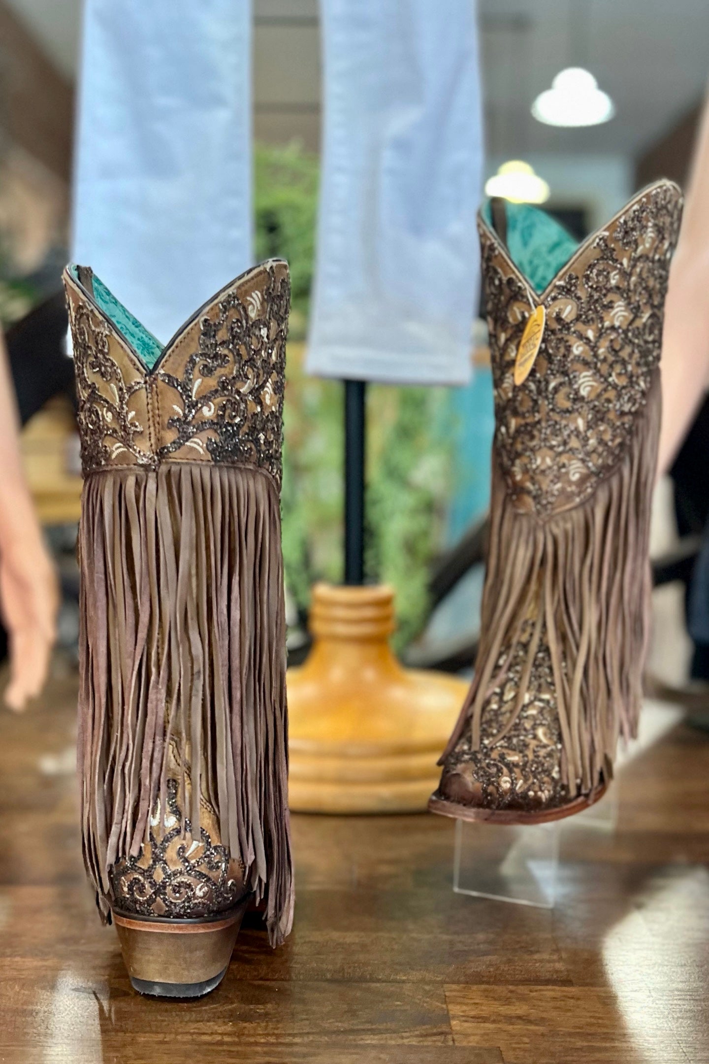 Women's Corral Glitter Fringe Leather Boot-Ladies Boot-Corral Boots-Gallop 'n Glitz- Women's Western Wear Boutique, Located in Grants Pass, Oregon