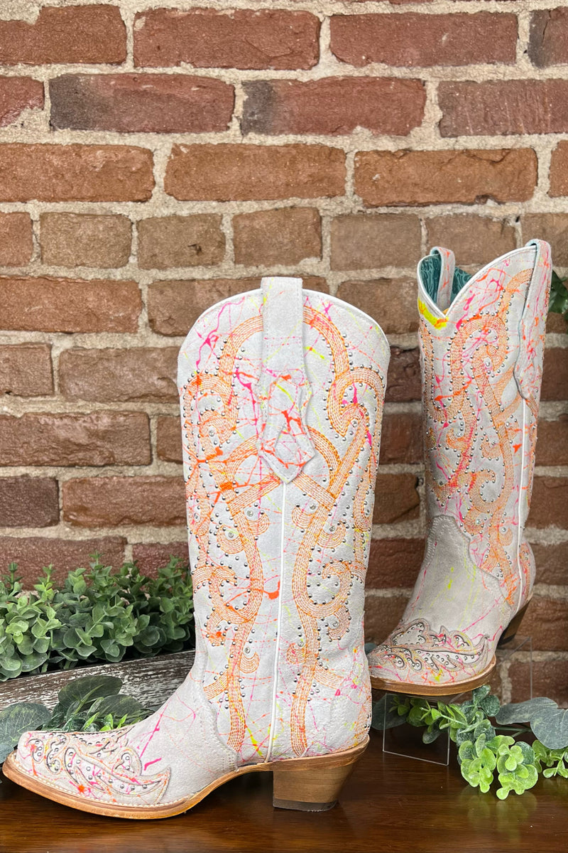 Women's Multicolor Overlay Glow in the Dark Snip Toe Boot by Corral Boots-Women's Boot-Corral Boots-Gallop 'n Glitz- Women's Western Wear Boutique, Located in Grants Pass, Oregon
