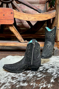 Ladies Black Studded Short Snip Toe Boots by Corral Boots-Women's Boot-Corral Boots-Gallop 'n Glitz- Women's Western Wear Boutique, Located in Grants Pass, Oregon