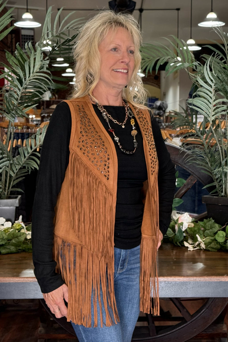 Soft Faux Suede Vest with Fringe by Cripple Creek-Vest-Cripple Creek-Gallop 'n Glitz- Women's Western Wear Boutique, Located in Grants Pass, Oregon