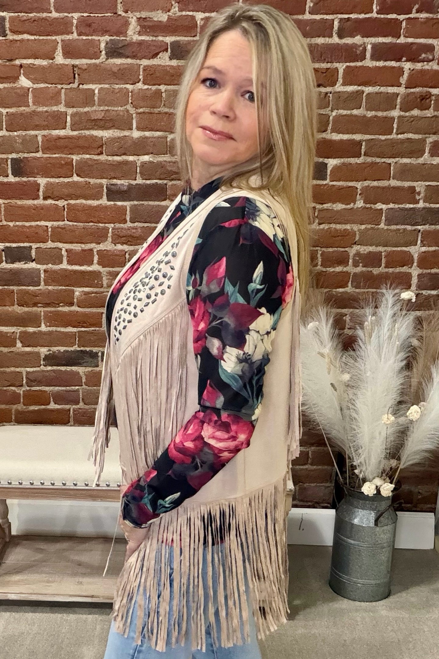 Soft Faux Suede Fringed Vest With Studs by Cripple Creek-Vest-Cripple Creek-Gallop 'n Glitz- Women's Western Wear Boutique, Located in Grants Pass, Oregon