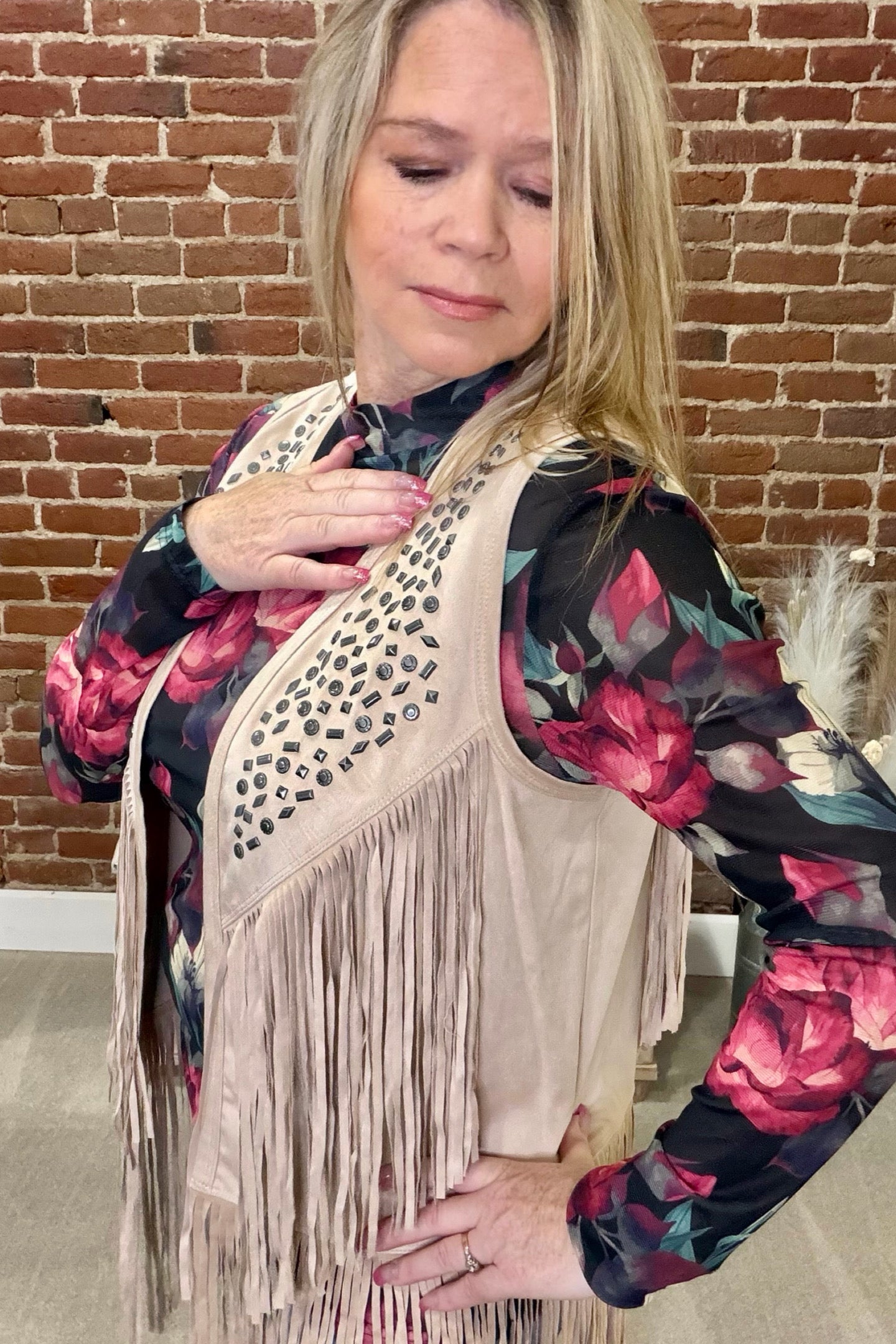 Soft Faux Suede Fringed Vest With Studs by Cripple Creek-Vest-Cripple Creek-Gallop 'n Glitz- Women's Western Wear Boutique, Located in Grants Pass, Oregon