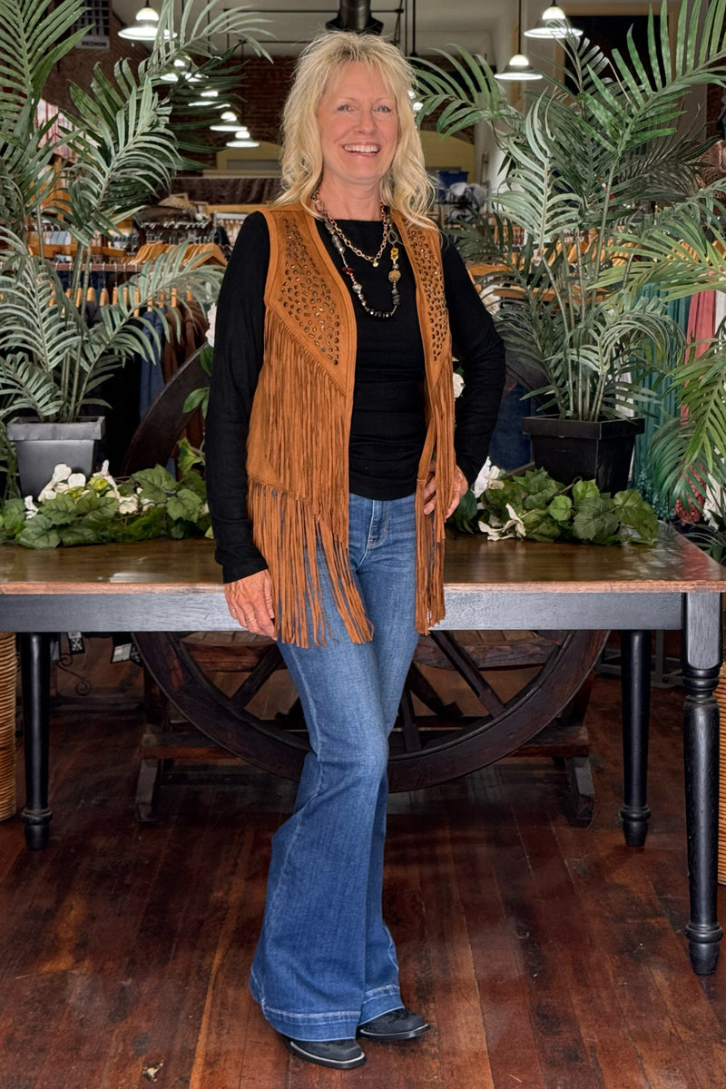 Soft Faux Suede Vest with Fringe by Cripple Creek-Vest-Cripple Creek-Gallop 'n Glitz- Women's Western Wear Boutique, Located in Grants Pass, Oregon