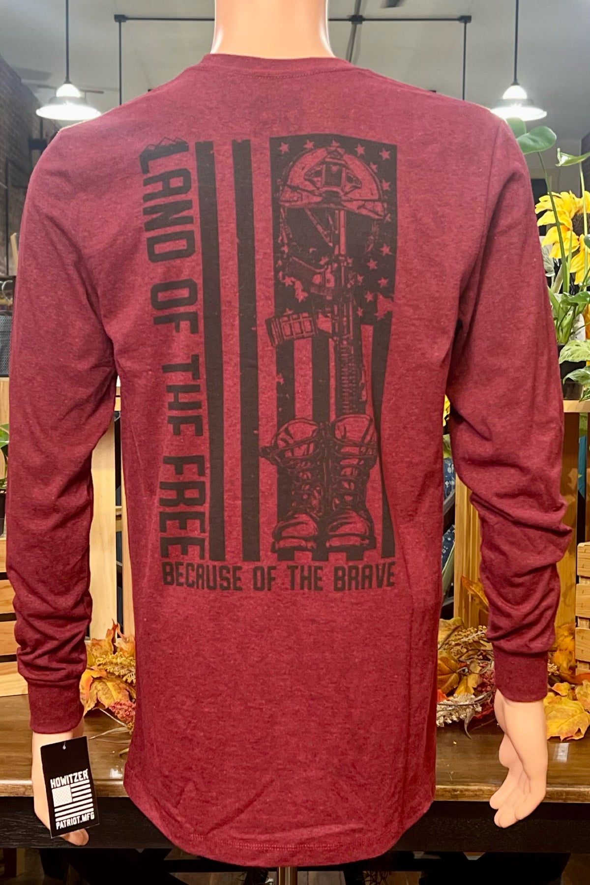 Howitzer Mens LAND OF THE FREE Long Sleeve Tee-Men's Long Sleeve-Howitzer-Gallop 'n Glitz- Women's Western Wear Boutique, Located in Grants Pass, Oregon