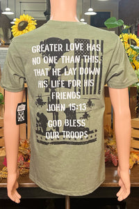 Howitzer Mens GOD BLESS OUR TROOPS Short Sleeve Tee-Men's Graphic Tee-Howitzer-Gallop 'n Glitz- Women's Western Wear Boutique, Located in Grants Pass, Oregon