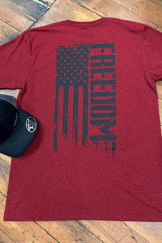 'Freedom' Tee by Howitzer Burgundy-Men's Graphic Tee-Howitzer-Gallop 'n Glitz- Women's Western Wear Boutique, Located in Grants Pass, Oregon