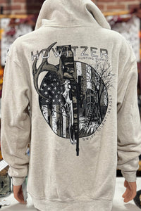 Hunting Stand Hoodie by Howitzer Oatmeal-Men's Graphic Hoodie-Howitzer-Gallop 'n Glitz- Women's Western Wear Boutique, Located in Grants Pass, Oregon