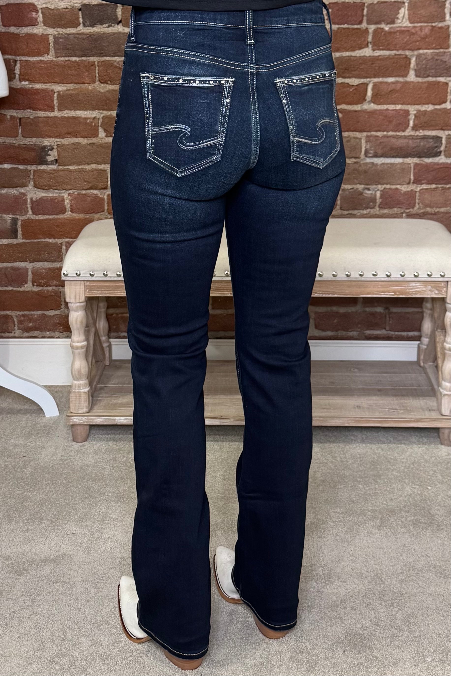 Elyse Mid Rise Slim Bootcut Luxe Stretch Jeans by Silver-Bootcut-Silver Jeans-Gallop 'n Glitz- Women's Western Wear Boutique, Located in Grants Pass, Oregon