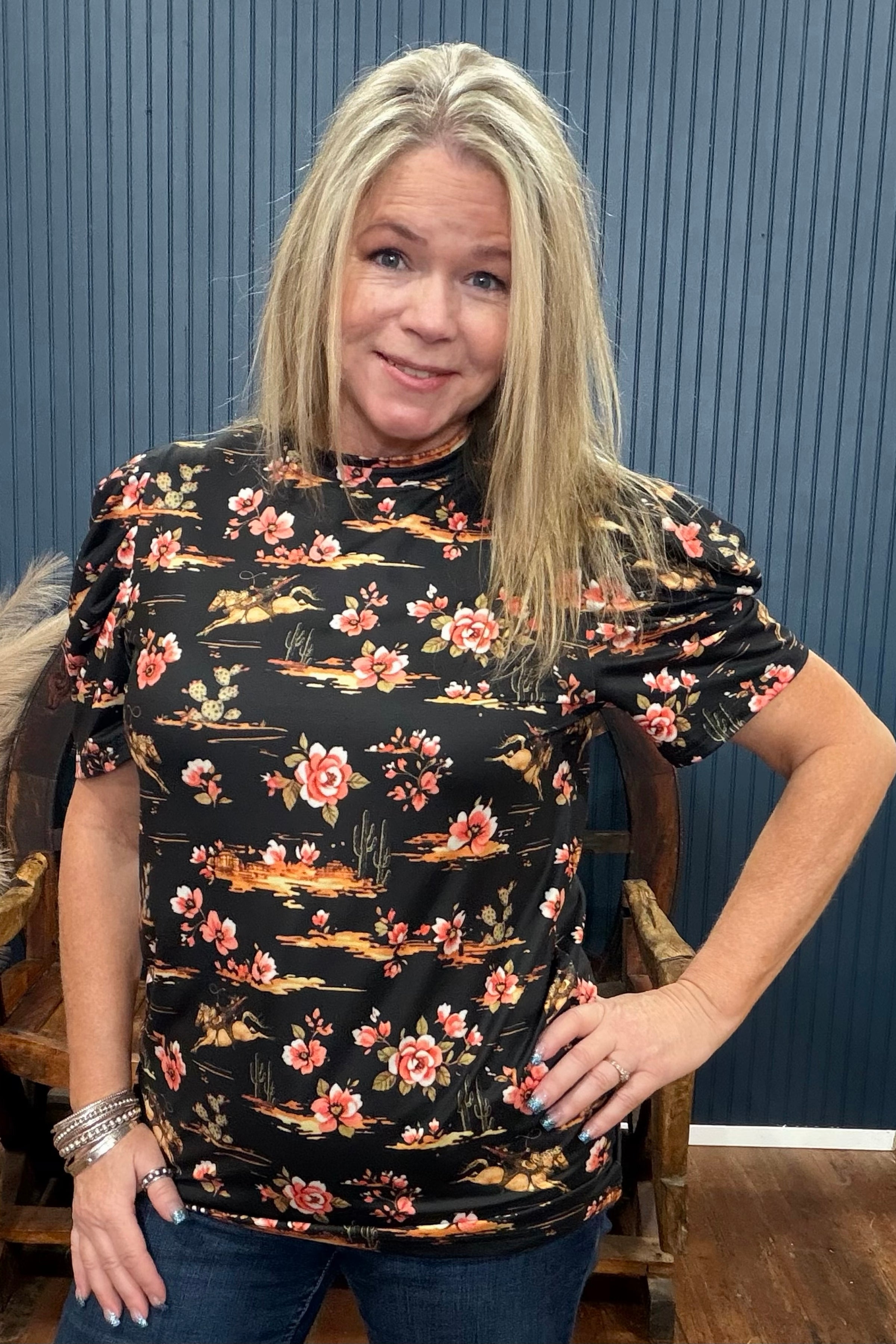 Cactus Garden Top-Top-Sterling Kreek-Gallop 'n Glitz- Women's Western Wear Boutique, Located in Grants Pass, Oregon