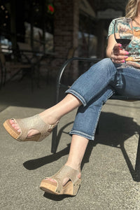 CARLEY By Corkys Champagne Crystal Wedge-Ladies Shoe-Corkys-Gallop 'n Glitz- Women's Western Wear Boutique, Located in Grants Pass, Oregon
