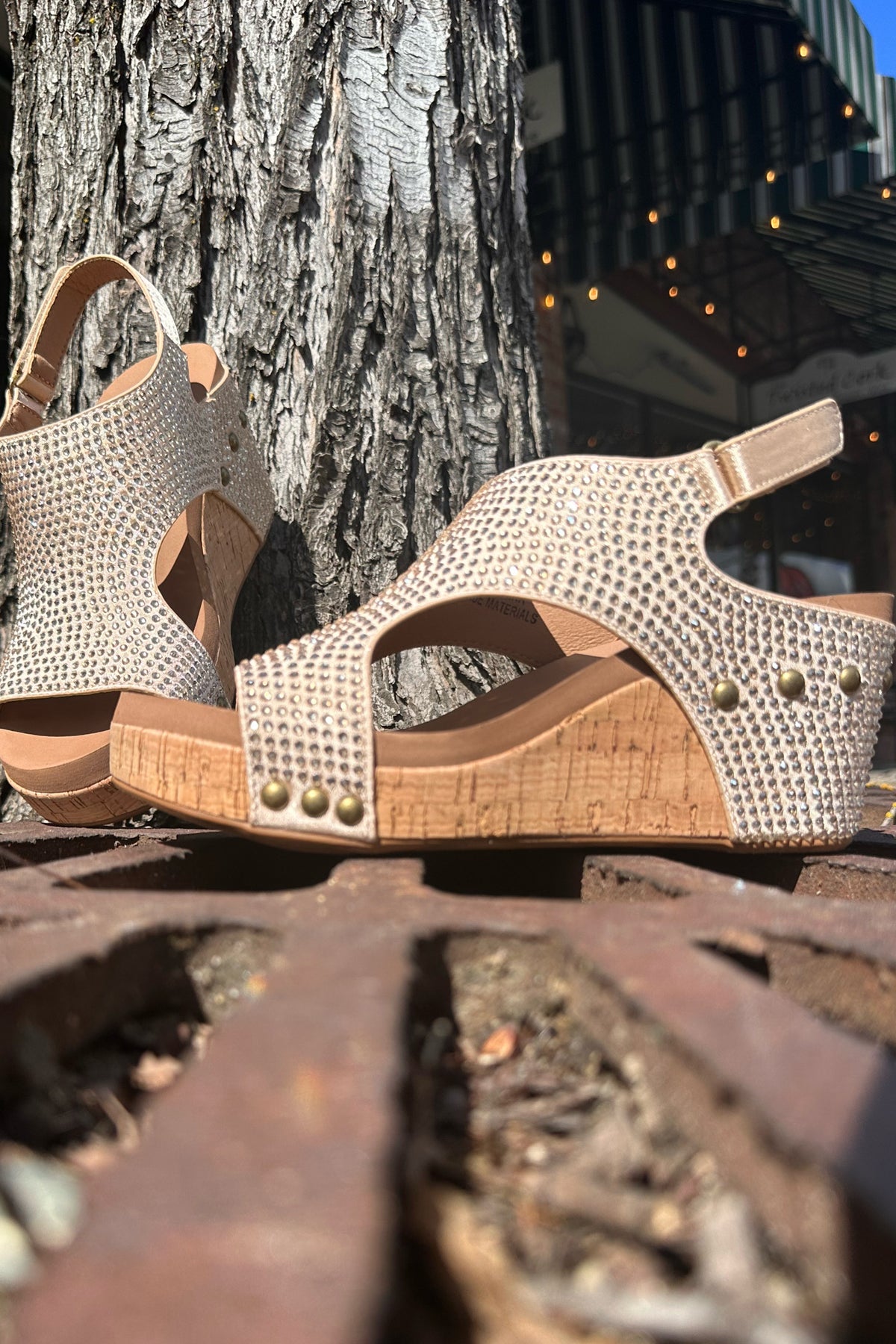 CARLEY By Corkys Champagne Crystal Wedge-Ladies Shoe-Corkys-Gallop 'n Glitz- Women's Western Wear Boutique, Located in Grants Pass, Oregon